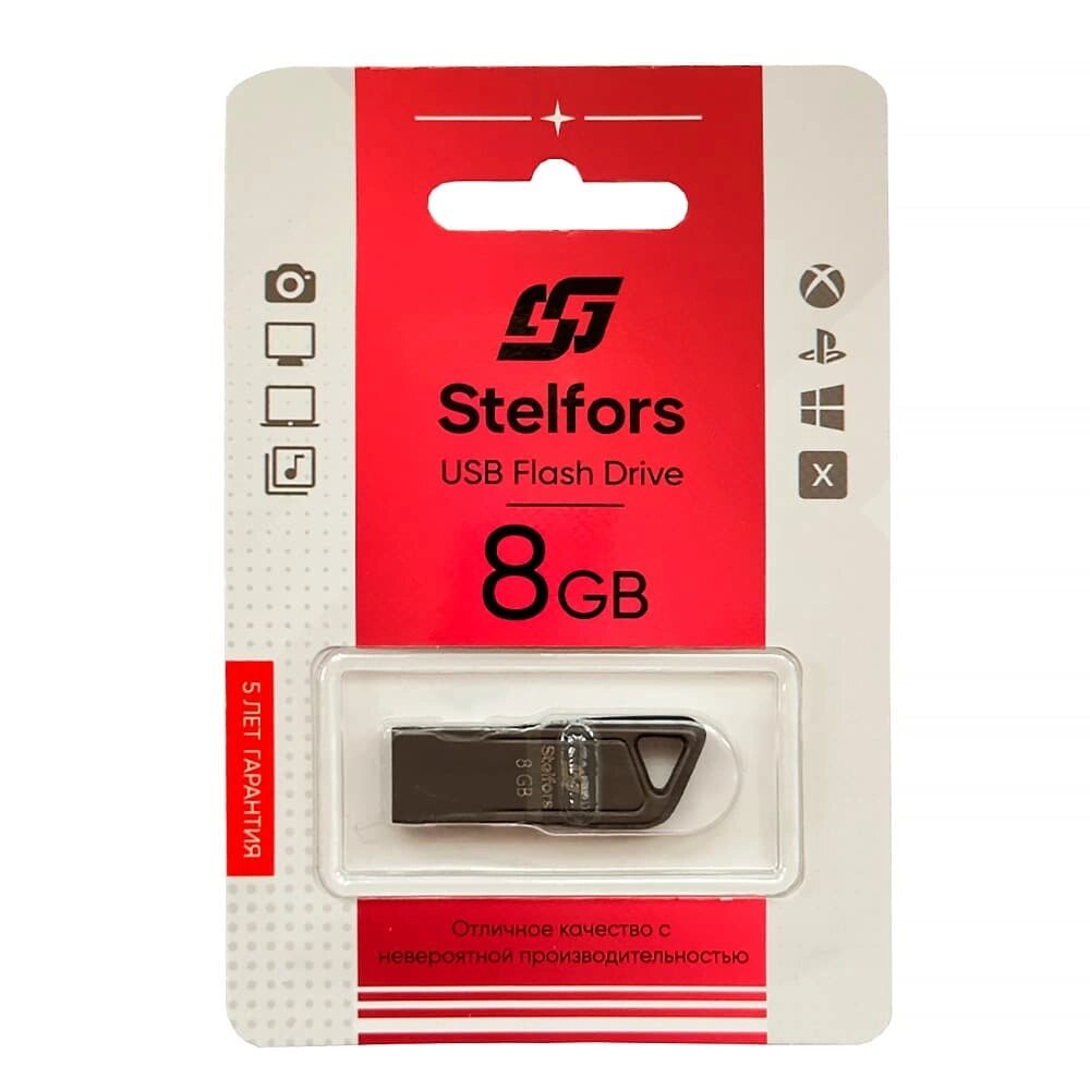 Stelfors USB 8GB 114 серия (металл, черный) от компании Медиамир - фото 1