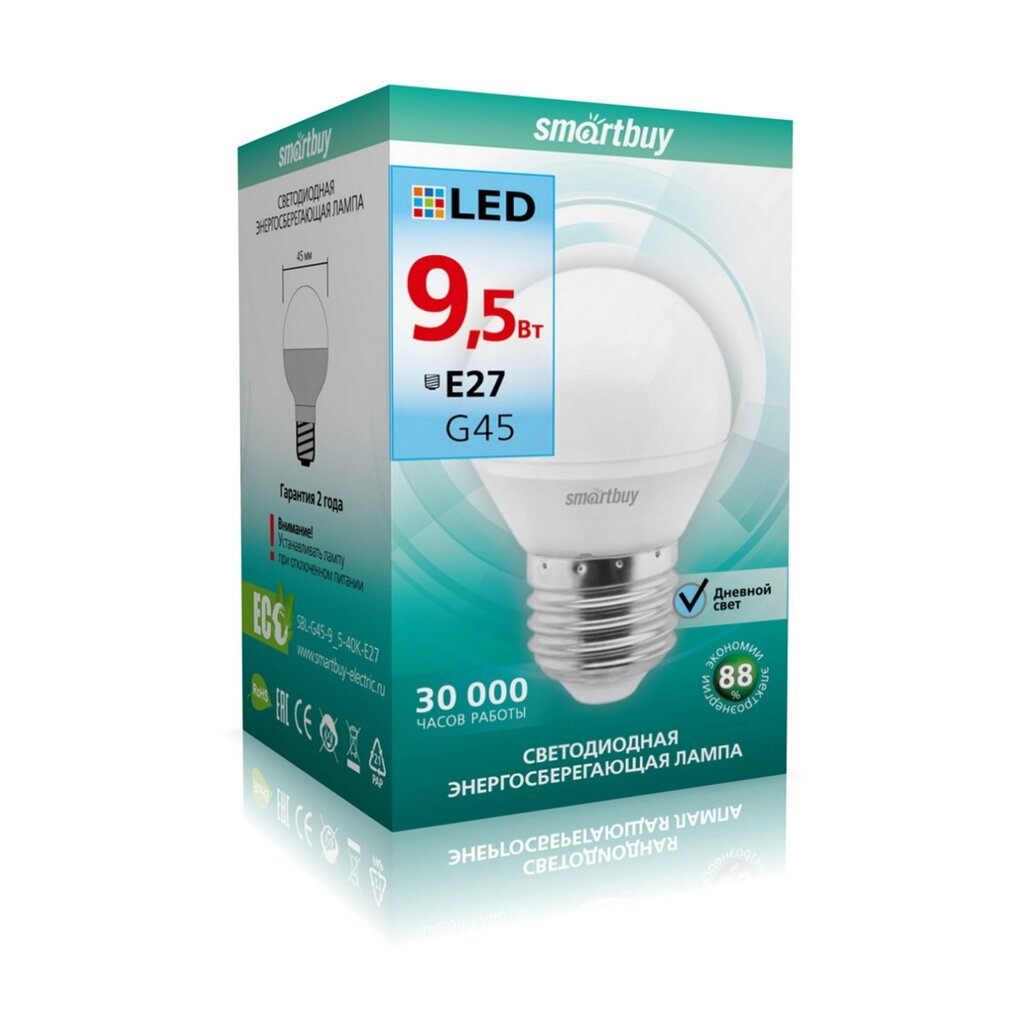 Светодиодная (LED) Лампа Smartbuy-G45-9,5W/4000/E27 от компании Медиамир - фото 1
