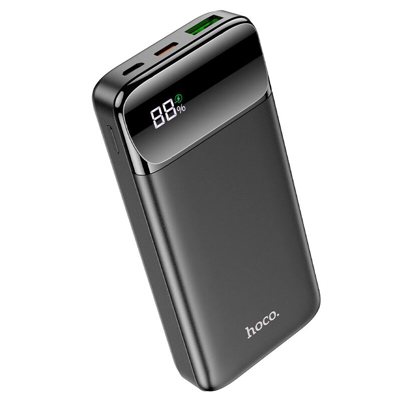 Внешний аккумулятор 10000mAh Hoco J89 USB+TypeC PD 20W+QC3.0 быстрая зарядка с LED-индик-р Black м от компании Медиамир - фото 1