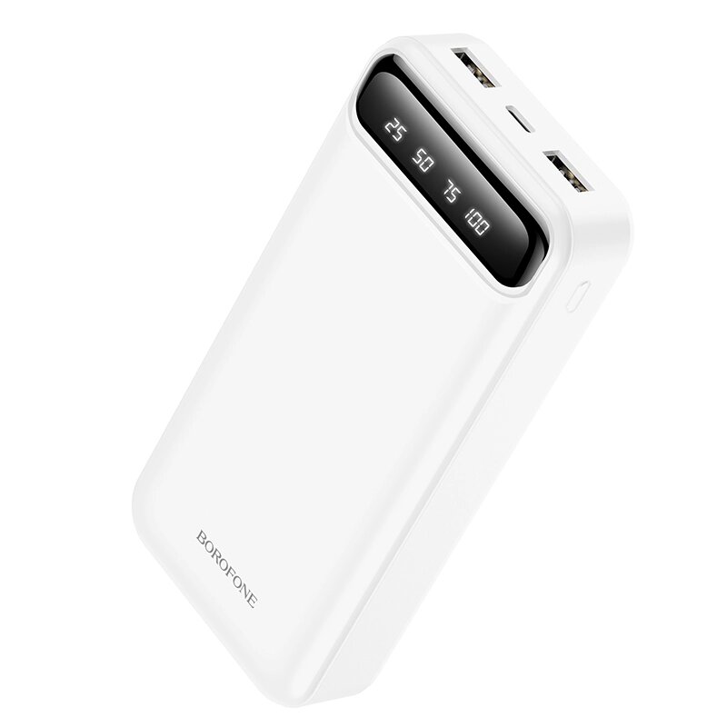 Внешний аккумулятор 20000mAh Borofone BJ14A Freeway 2USB 2.0A Li-pol батарея LED  White от компании Медиамир - фото 1