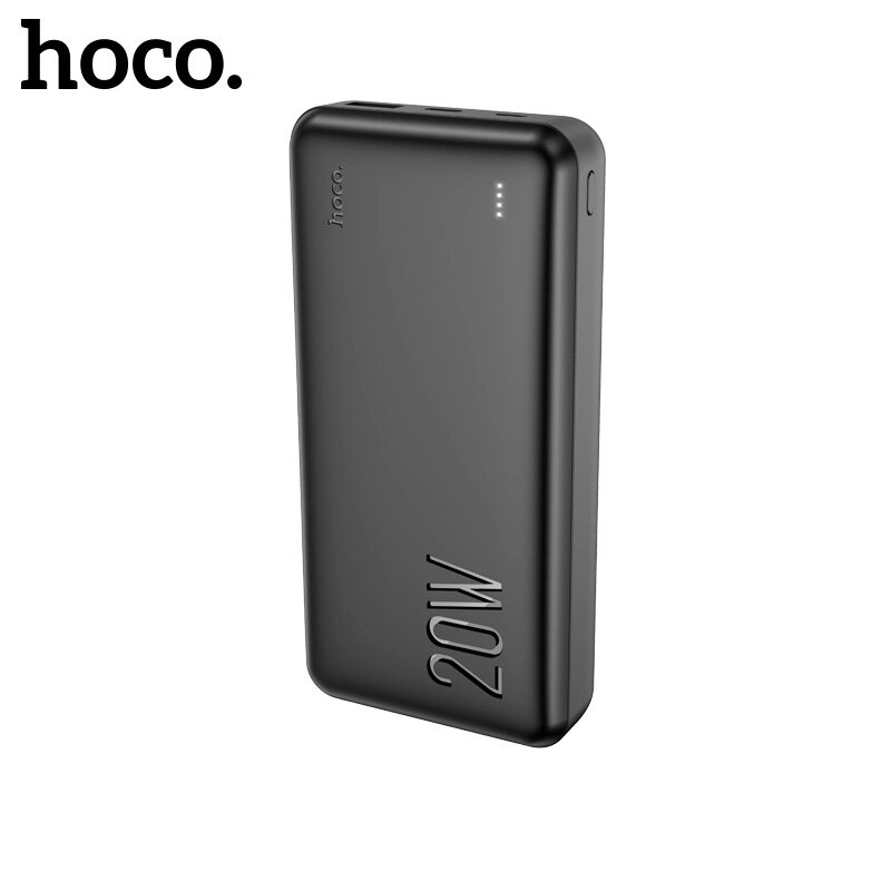 Внешний аккумулятор 20000mAh Hoco J87A 2USB PD 20W+QC3.0 быстрая зарядка с LED-индикатором Black см от компании Медиамир - фото 1