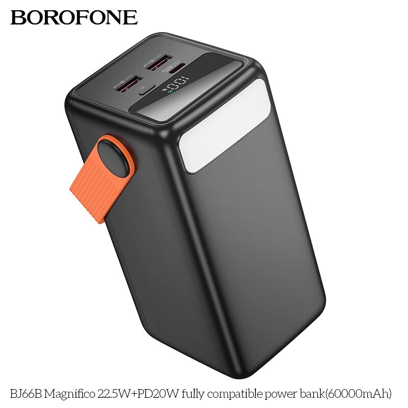 Внешний аккумулятор 60000mAh Borofone BJ66B 2USB 22.5W Black * от компании Медиамир - фото 1