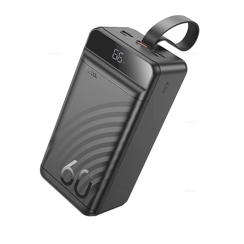 Внешний аккумулятор 60000mAh Hoco J123C P22.5W+PD20W 3USB 3.0A с LED-дисплеем Black сд от компании Медиамир - фото 1