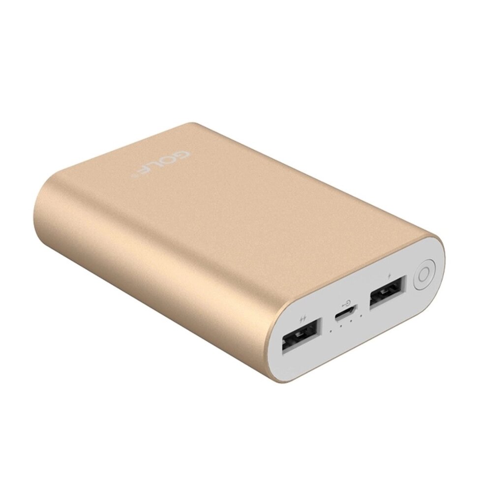 Внешний аккумулятор GOLF G65/ 10000 mah+Micro usb /In Micro usb/Out USB 1 А, 2.1A/Al/Gold от компании Медиамир - фото 1