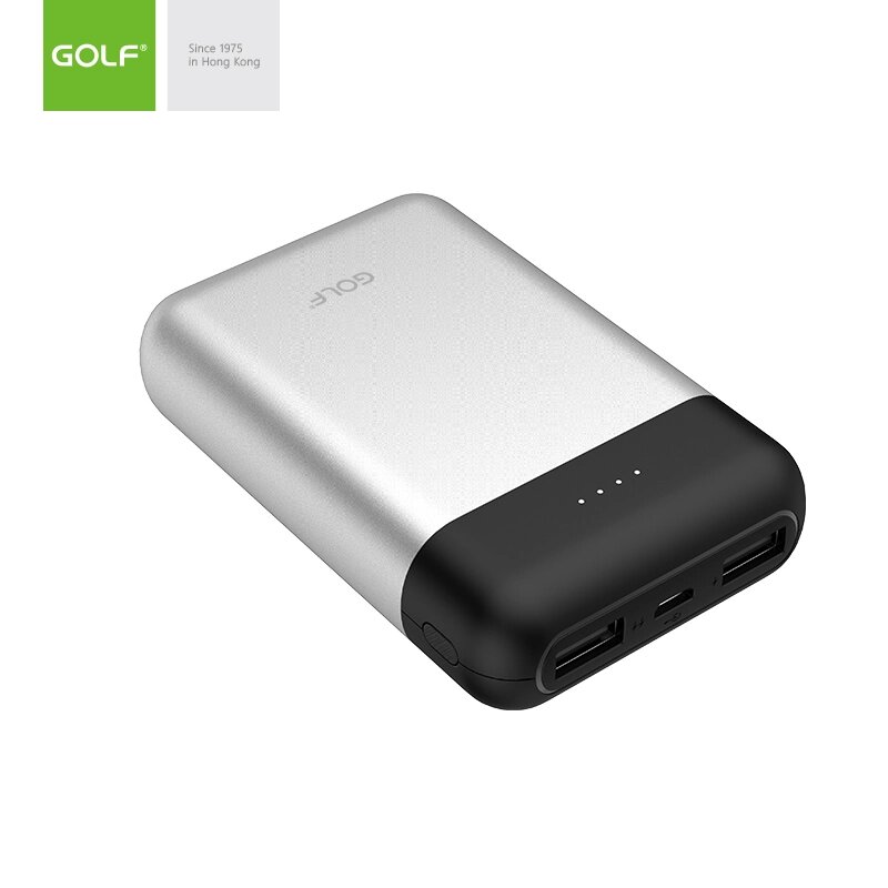 Внешний аккумулятор GOLF G71/10000mah+Каб Microusb/In Microusb, Type-C/Out Type-C, USB1А,2.1A/Al/Silve от компании Медиамир - фото 1