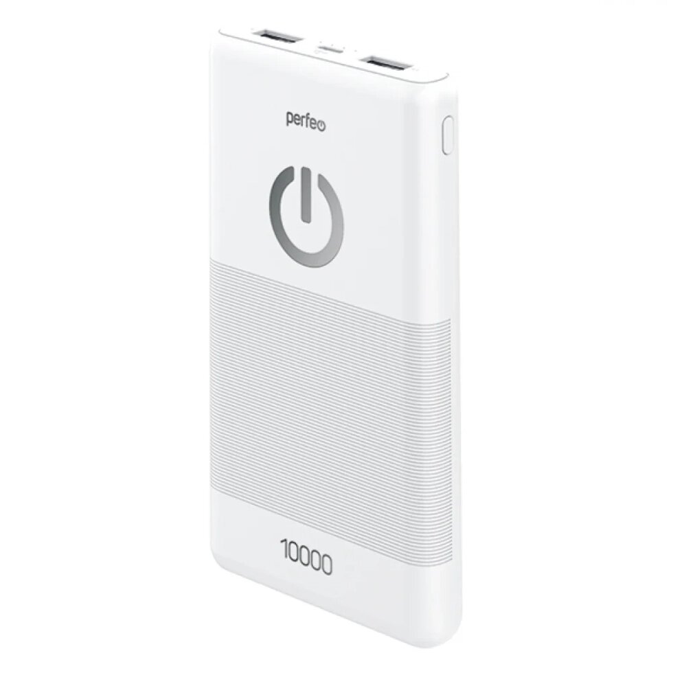 Внешний аккумулятор Perfeo 10000 mah + Micro usb /In Micro usb /Out USB 1 А, 2.1A/ White PF_B4297 от компании Медиамир - фото 1