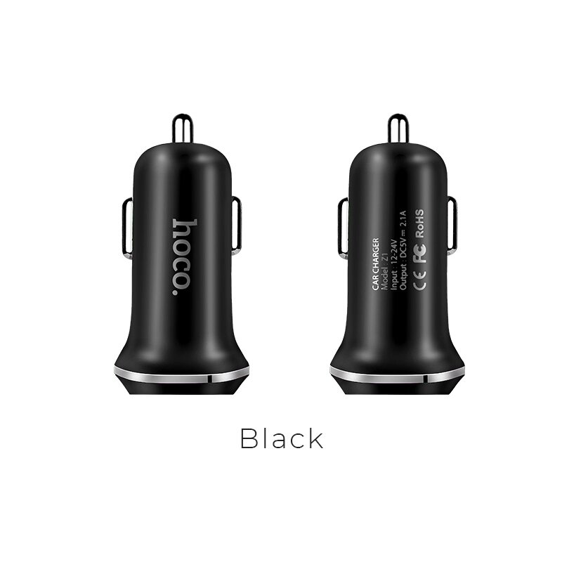 ЗУ Автомобильное HOCO Z1 double ported, 2*USB, 2.1A, 11 Вт, Black от компании Медиамир - фото 1