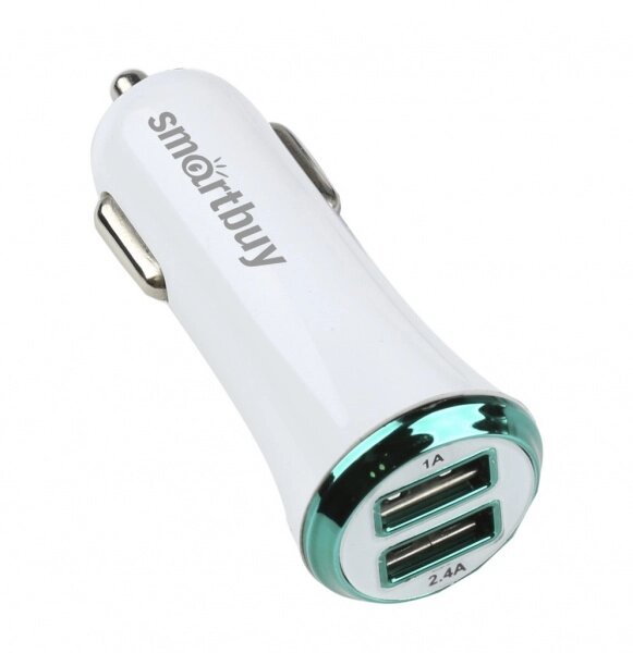 ЗУ Автомобильное SmartBuy TURBO 1x2.1А, 1x1A, белое, 2 USB (SBP-2021) от компании Медиамир - фото 1