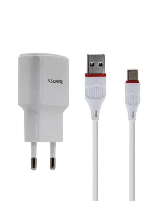 ЗУ Сетевое Borofon BA48A Orion 1*USB 2,1А + кабель Type-C cable, коробка White от компании Медиамир - фото 1