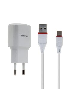 ЗУ Сетевое Borofon BA48A Orion 1*USB 2,1А + кабель Type-C cable, коробка White