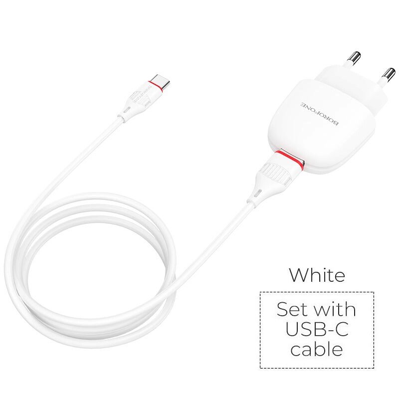 ЗУ Сетевое Borofon BA49A Vast power 1*USB  , 2,1А, + кабель MicroUSB Коробка, White от компании Медиамир - фото 1