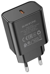 ЗУ Сетевое Borofon BA71A 1*Type-C 3.0A QC3.0 PD 20W быстрая зарядка Black пс