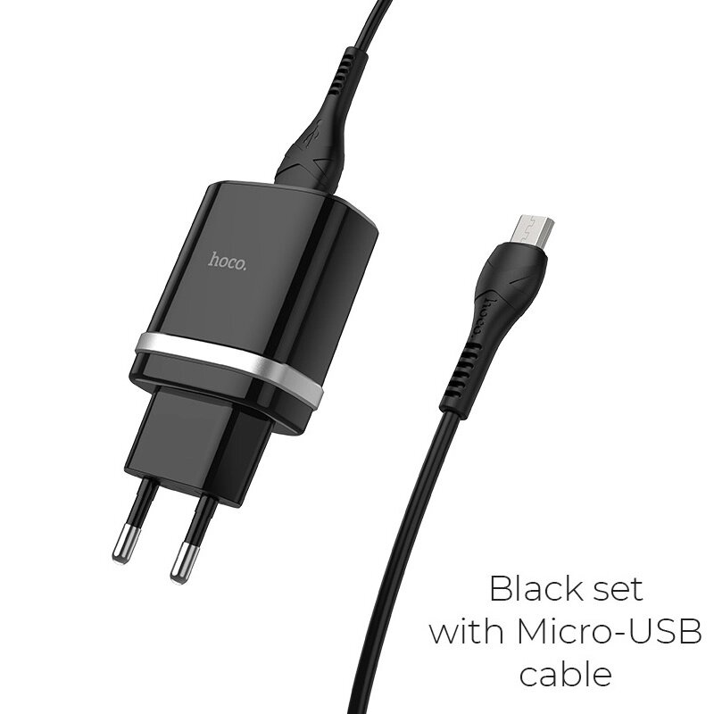 ЗУ Сетевое HOCO C12Q 1USB 3A QC3.0 быстрая зарядка + кабель micro USB 1м Black от компании Медиамир - фото 1