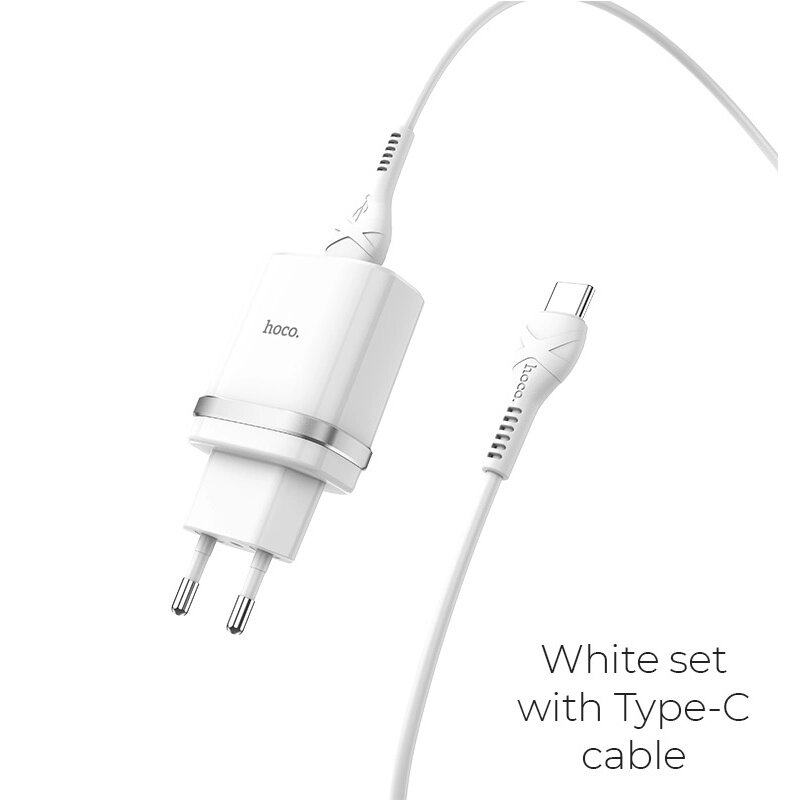 ЗУ Сетевое HOCO C12Q 1USB 3A QC3.0 быстрая зарядка + кабель TypeC 1м (White) от компании Медиамир - фото 1