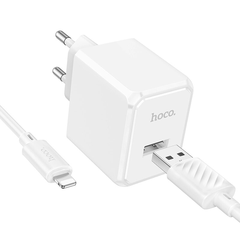 ЗУ Сетевое HOCO CS11A 1USB 2.1A + кабель Lightning White от компании Медиамир - фото 1