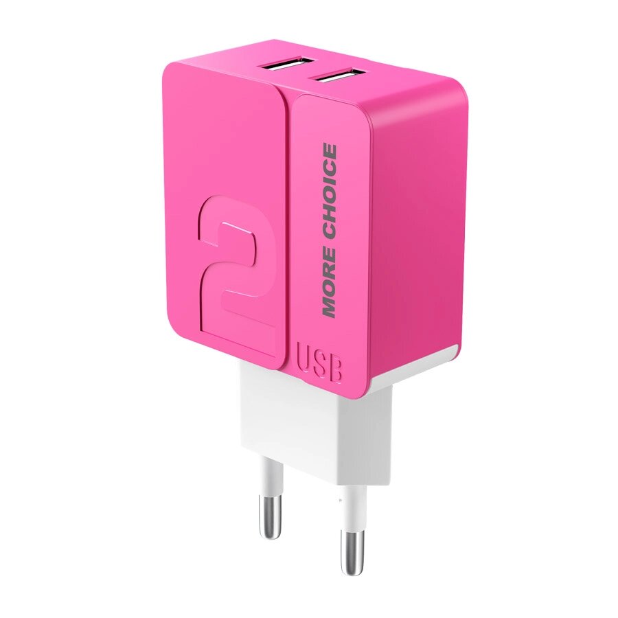 ЗУ сетевое More Choice NC46 2USB 2.4A +держатель (Pink) от компании Медиамир - фото 1