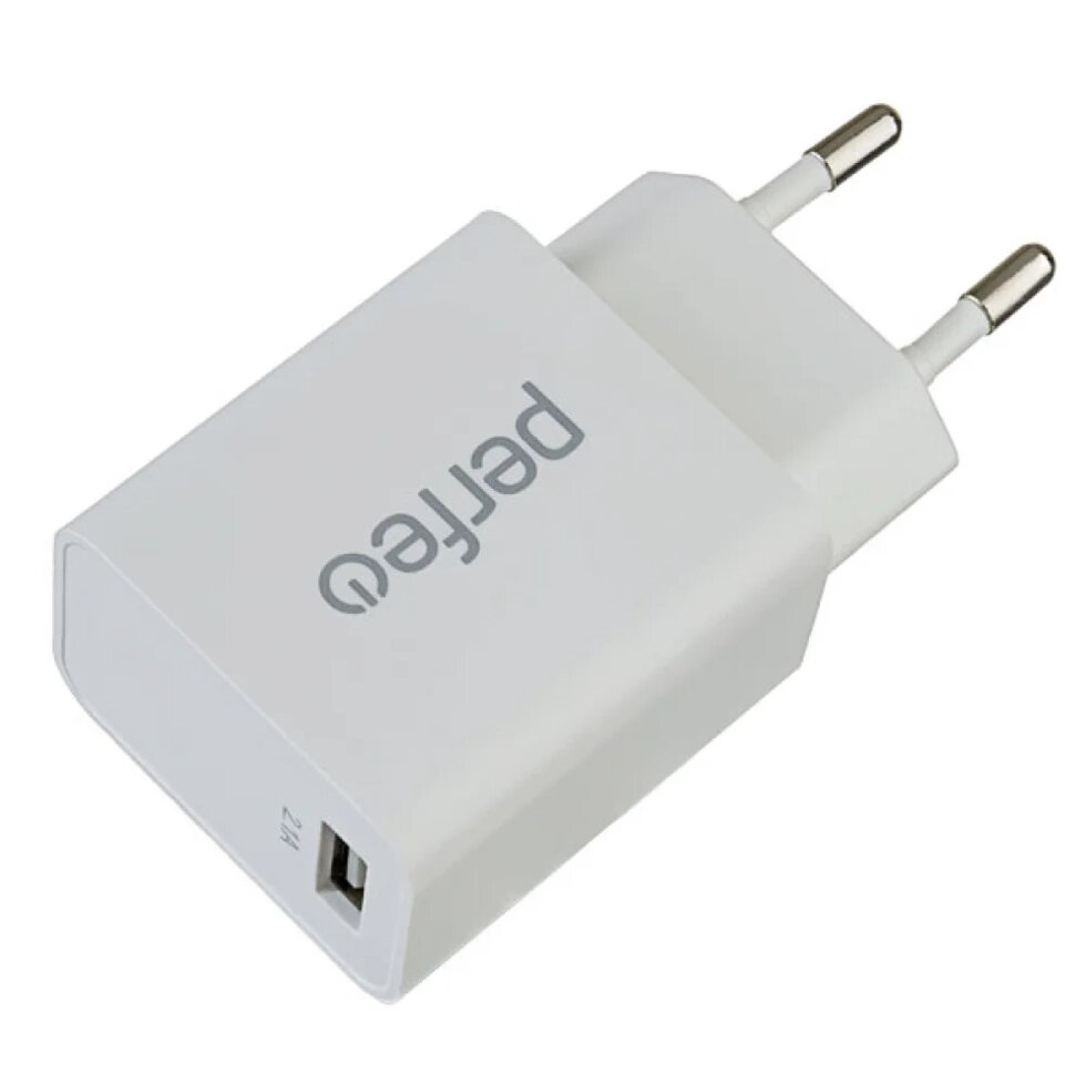 ЗУ сетевое Perfeo с разъемом USB, 2.1А, белый (I4619) от компании Медиамир - фото 1