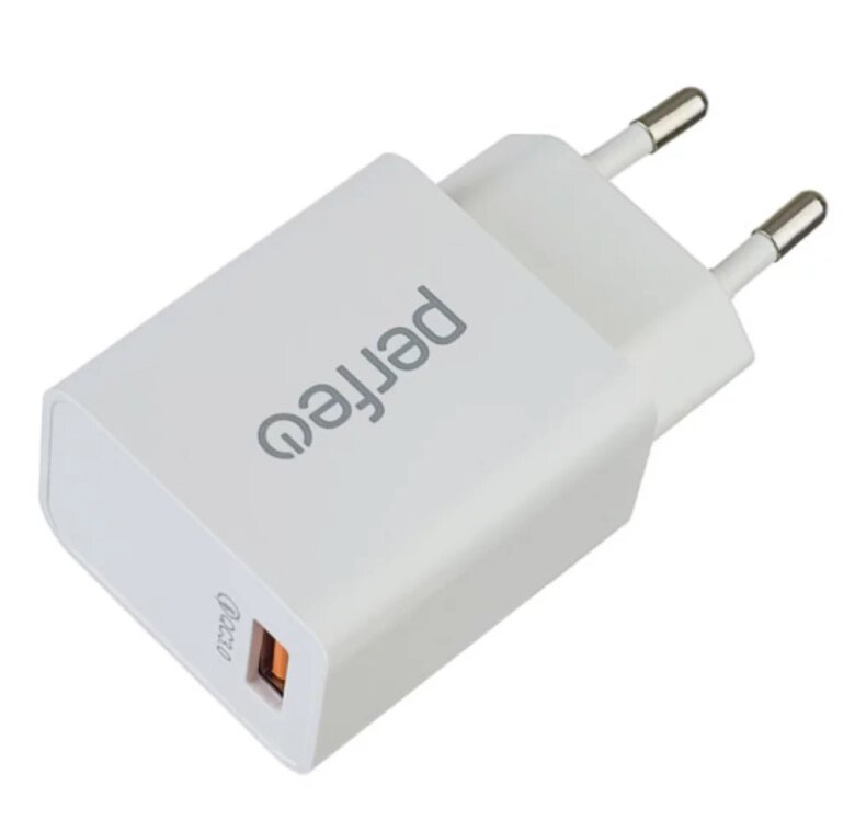 ЗУ сетевое Perfeo с разъемом USB, QC 3.0, белый (I4615) от компании Медиамир - фото 1