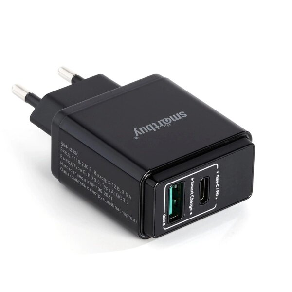 ЗУ сетевое SmartBuy, быстрая зарядка, 3,6 А, PD, QC, 1*USB3.0+1*TypeC , дисплей, 18 Вт (SBP-2320) от компании Медиамир - фото 1