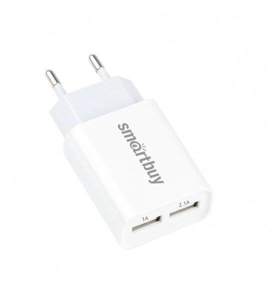 ЗУ сетевое SmartBuy FLASH, 2.1 А+1 А , белое, 2 USB (SBP-2011) от компании Медиамир - фото 1