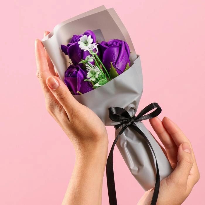 Букет мыльных роз, фиолетовые от компании Магазин сувениров и подарков "Особый Случай" в Челябинске - фото 1