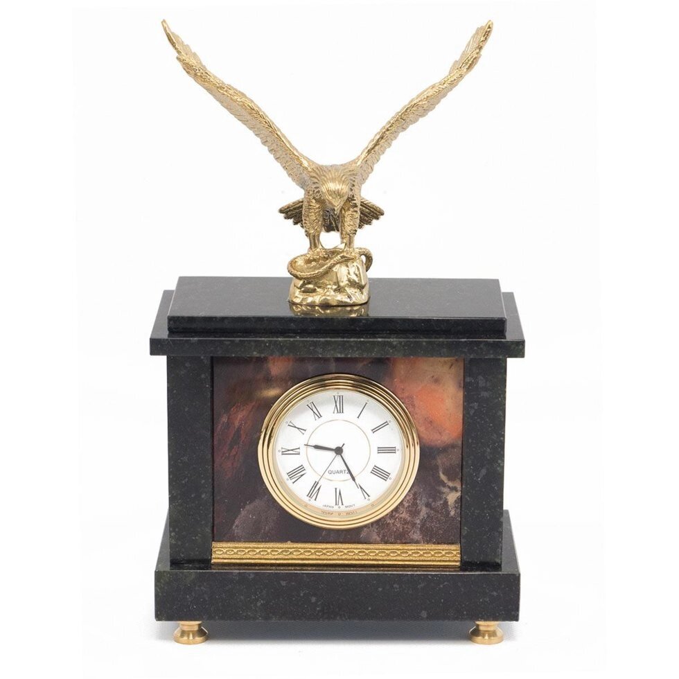 Часы Орел яшма 125х70х215 мм 1600 гр. от компании Магазин сувениров и подарков "Особый Случай" в Челябинске - фото 1