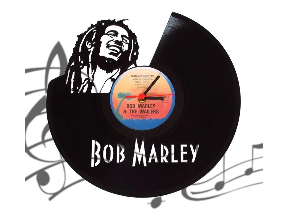 Часы-пластинка "Bob Marley" , кварцевый механизм, плавный ход от компании Магазин сувениров и подарков "Особый Случай" в Челябинске - фото 1