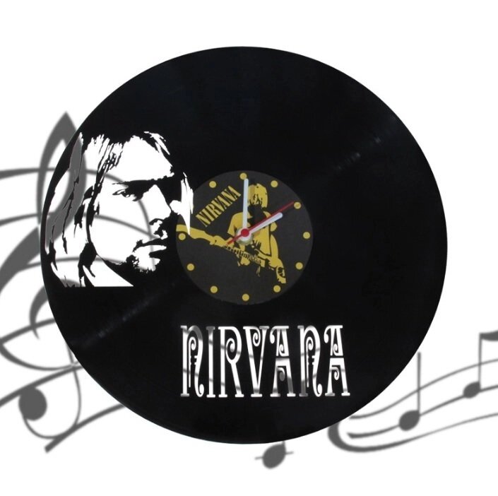 Часы-пластинка "Nirvana", кварцевый механизм, плавный ход от компании Магазин сувениров и подарков "Особый Случай" в Челябинске - фото 1