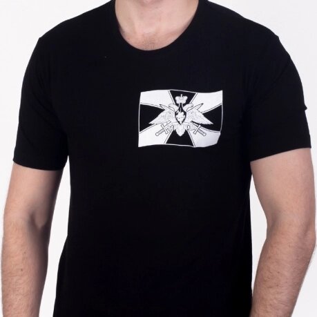 Черная футболка с эмблемой Погранвойск от компании Магазин сувениров и подарков "Особый Случай" в Челябинске - фото 1