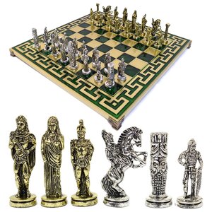 Эксклюзивный шахматный набор "Александр Македонский vs Дарий III" доска 38х38 см, фигуры бронза/серебро Marinakis