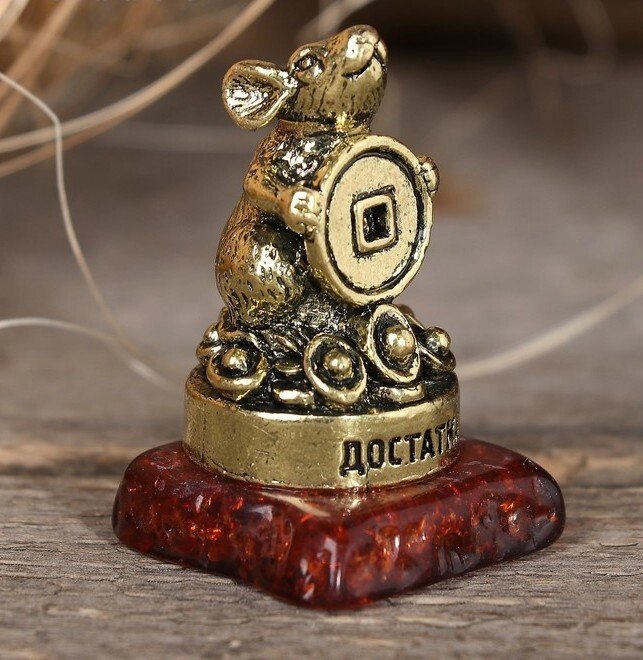Фигурка мышка на камне "Достатка", 3,5 х 2,2 х 2,2 см от компании Магазин сувениров и подарков "Особый Случай" в Челябинске - фото 1