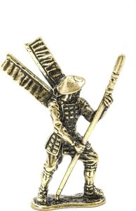 Фигурка Самураи "Самурай Асигару" латунь. Игрушка литая металлическая 54 мм (1:32)