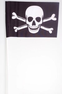 Флажок Байкерский с костями, на палочке (15x23 см)