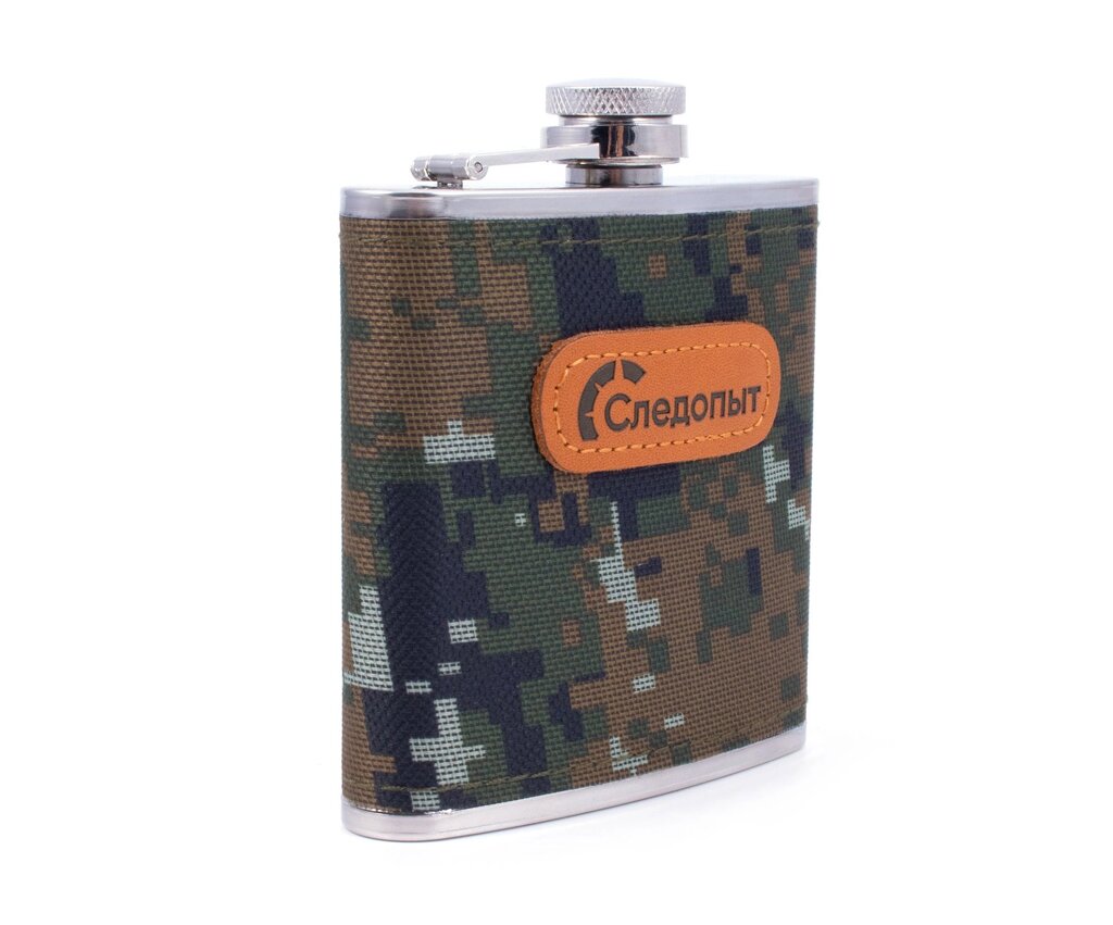 Фляжка "Следопыт" в оплетке из oxford camo pixel, 180 мл. от компании Магазин сувениров и подарков "Особый Случай" в Челябинске - фото 1