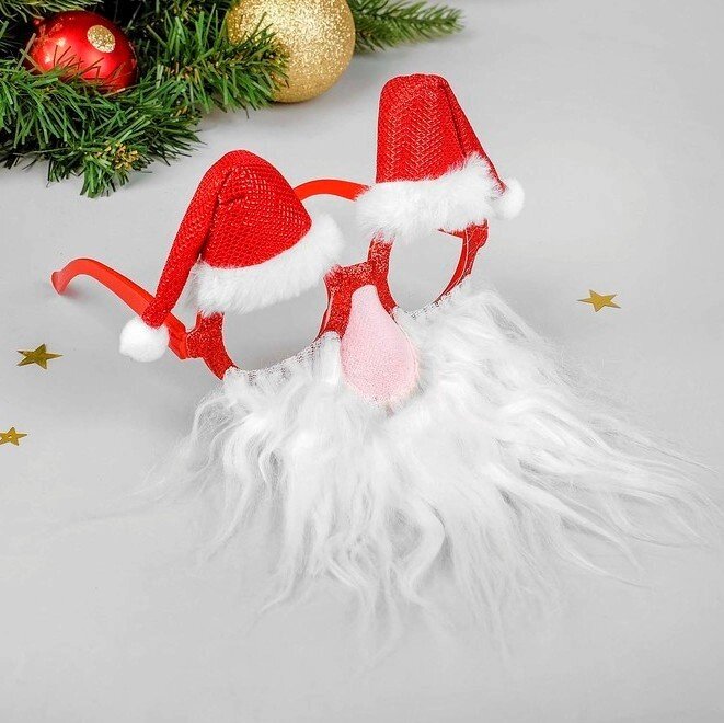 Карнавальные очки «Дед Мороз», в колпачке от компании Магазин сувениров и подарков "Особый Случай" в Челябинске - фото 1
