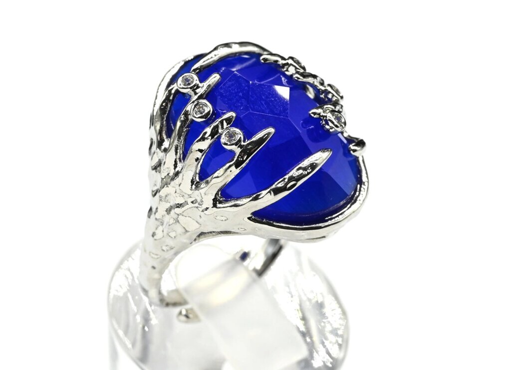Кольцо с кошачьим глазом из ювелирного сплава цв. синий от компании Магазин сувениров и подарков "Особый Случай" в Челябинске - фото 1