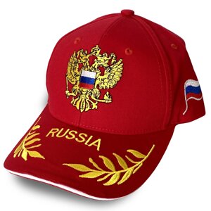 Красная бейсболка Россия с вышивкой