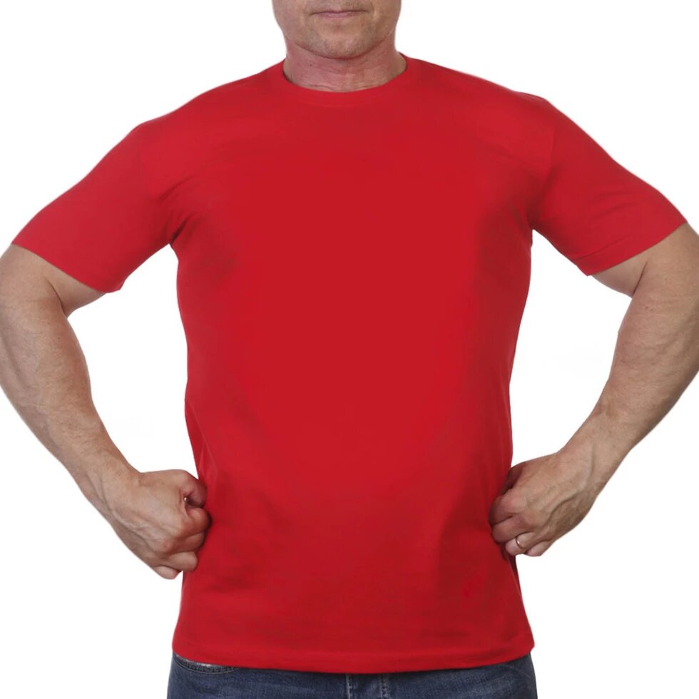 Красная однотонная мужская футболка от компании Магазин сувениров и подарков "Особый Случай" в Челябинске - фото 1