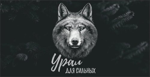 Кружка Урал №0087 Волк на черном фоне "Урал для сильных"