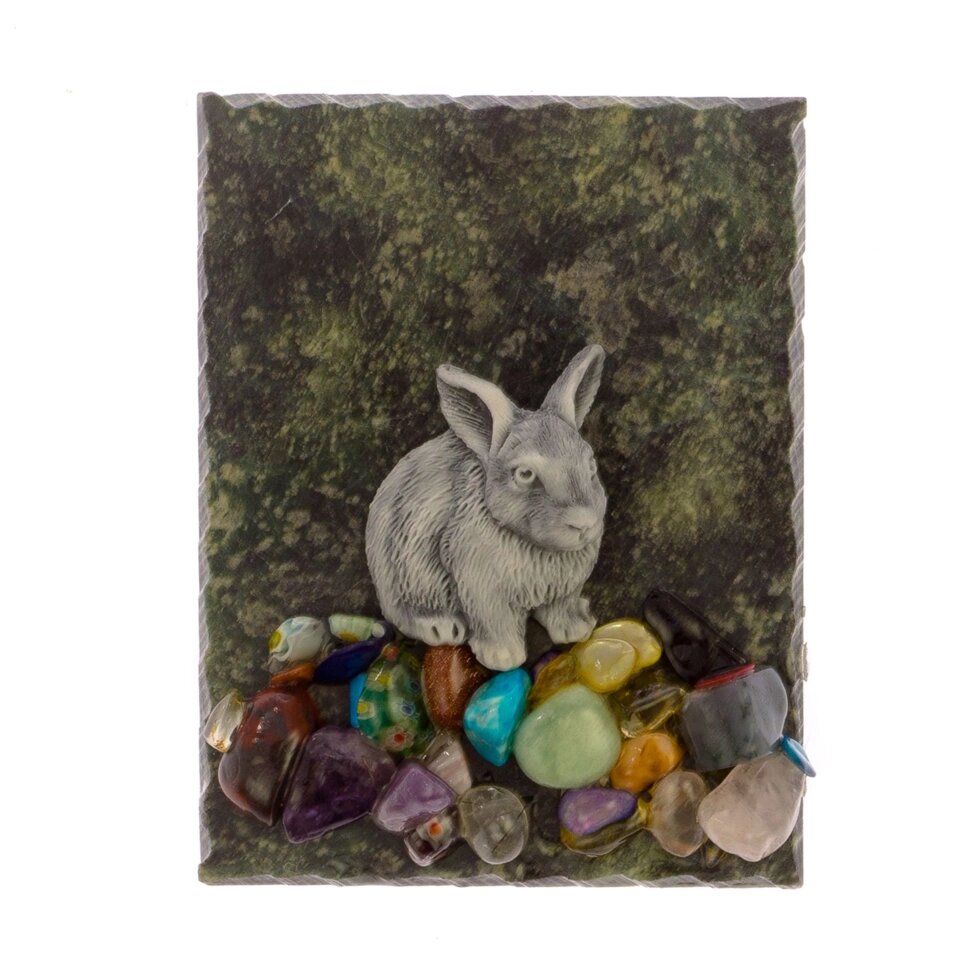 Магнит "Кролик" из мрамолита, камень змеевик от компании Магазин сувениров и подарков "Особый Случай" в Челябинске - фото 1