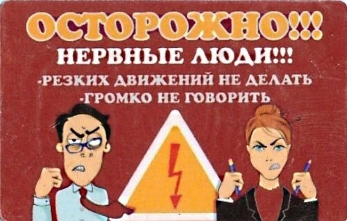 Магнит виниловый "Осторожно нервные люди" от компании Магазин сувениров и подарков "Особый Случай" в Челябинске - фото 1