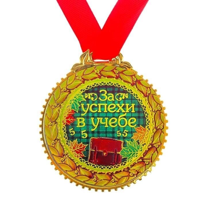 Медаль сувенирная "За успехи в учебе" от компании Магазин сувениров и подарков "Особый Случай" в Челябинске - фото 1