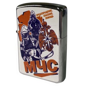 Металлическая бензиновая зажигалка Zippo с принтом МЧС