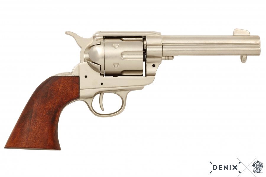 ММГ Макет револьвера Кольт Colt Peacemaker, 45 калибр, никель США 1873 г., Denix от компании Магазин сувениров и подарков "Особый Случай" в Челябинске - фото 1