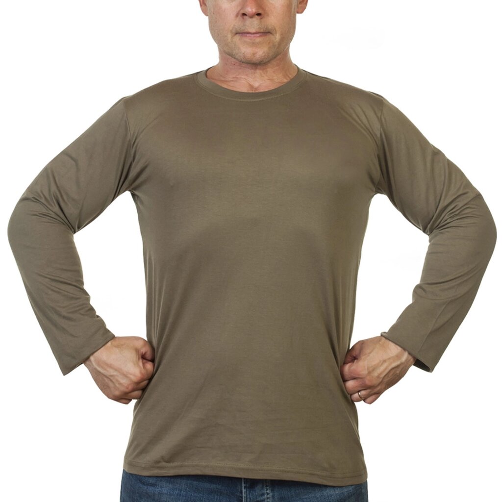 Мужская футболка хаки-олива с длинным рукавом от компании Магазин сувениров и подарков "Особый Случай" в Челябинске - фото 1