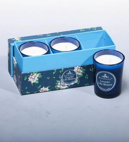 Набор из 3 свечей ароматиз. ''Лаванда и сирень'' в подарочной коробке. от компании Магазин сувениров и подарков "Особый Случай" в Челябинске - фото 1