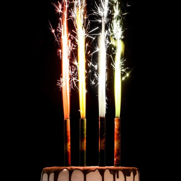 Набор тортовых свечей фонтанов "Неон", 12,5 см, 4 шт, цветное пламя от компании Магазин сувениров и подарков "Особый Случай" в Челябинске - фото 1