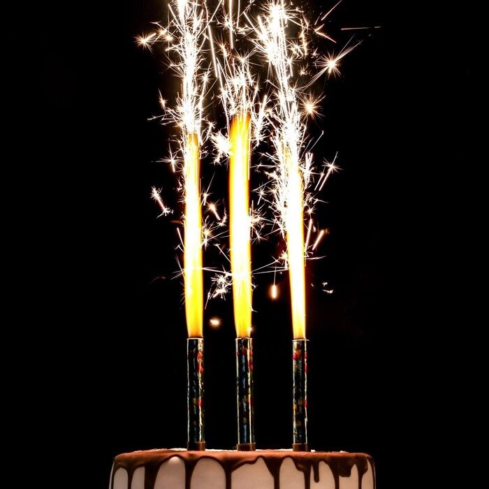 Набор тортовых свечей фонтанов "Шарики", 10 см, 3 шт, картон от компании Магазин сувениров и подарков "Особый Случай" в Челябинске - фото 1
