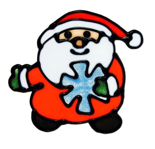 Наклейка на стекло "Дед Мороз со снежинкой" от компании Магазин сувениров и подарков "Особый Случай" в Челябинске - фото 1