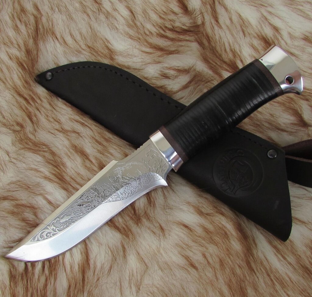Нож туристический НС-24А (X50CrMoV15) гравировка, алюминиевые вставки (Златоуст) от компании Магазин сувениров и подарков "Особый Случай" в Челябинске - фото 1